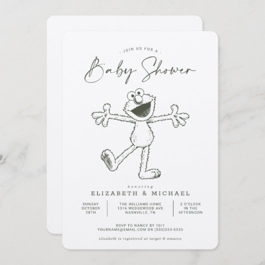 ヴィンテージエルモベビーシャワー招待状 招待状 (正面/裏面)