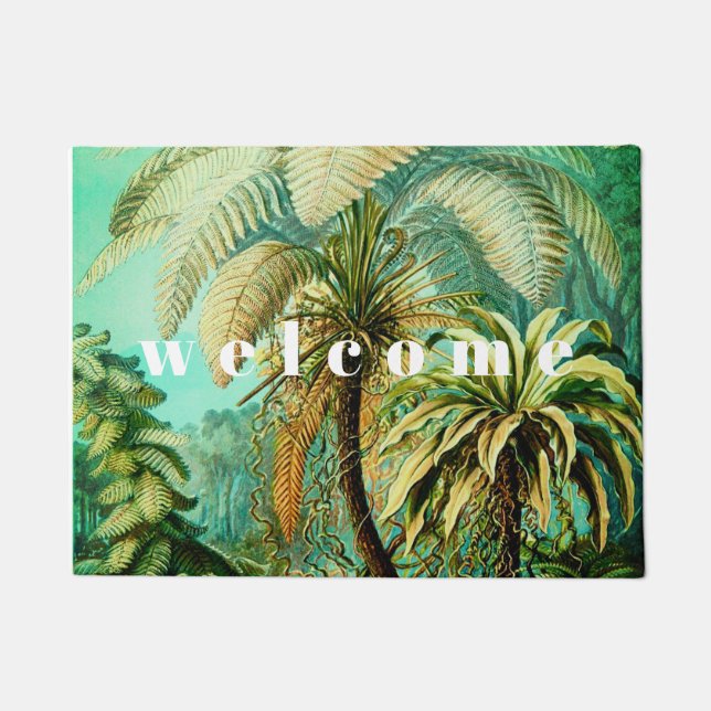 ヴィンテージエルンストヘッケルボタニカルパーム ドアマット (正面)