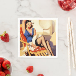 ヴィンテージエルヴグレンクルーズ船レトロピンアップガール スタンダードカクテルナプキン