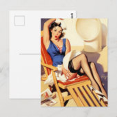 ヴィンテージエルヴグレンクルーズ船レトロピンアップガール ポストカード (正面/裏面)