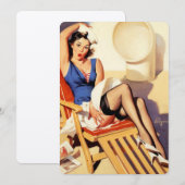 ヴィンテージエルヴグレンクルーズ船レトロピンアップガール 招待状 (正面/裏面)