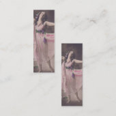 ヴィンテージエレガンスのピンクのフローラドレスブックマーク スキニー名刺 (正面/裏面)