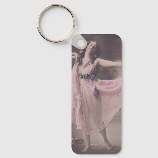 ヴィンテージエレガンスインピンクフローラドレス キーホルダー (正面)