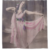 ヴィンテージエレガンスインピンクフローラドレス シャワーカーテン (正面)