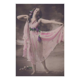 ヴィンテージエレガンスインピンクフローラドレス ポスター