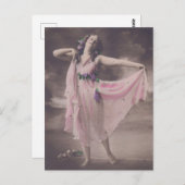 ヴィンテージエレガンスインピンクフローラドレス ポストカード (正面/裏面)