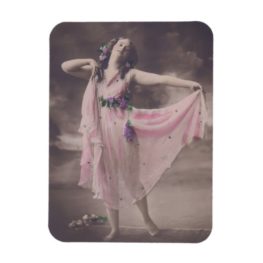 ヴィンテージエレガンスインピンクフローラドレス マグネット (縦)