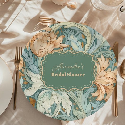 ヴィンテージエレガンスウィリアムモリスフローラブライダル ペーパープレート