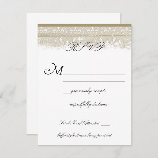 ヴィンテージエレガンスウェディングRSVPカード 出欠カード (正面/裏面)