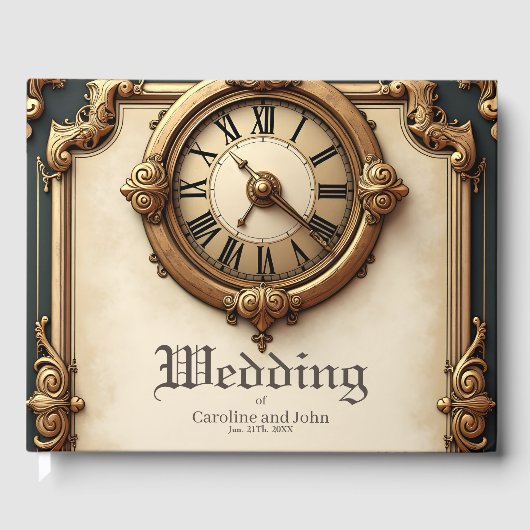 ヴィンテージエレガンスエレガント：時計とハート。 ゲストブック (正面)