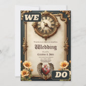 ヴィンテージエレガンスエレガント:時計とハート。 招待状 (正面)