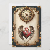 ヴィンテージエレガンスエレガント:時計とハート。 招待状 (裏面)