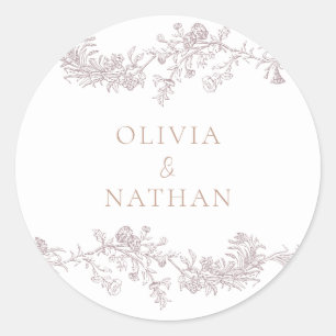 ヴィンテージエレガンスクラシック:ニュートラルフローラ結婚ズ ラウンドシール