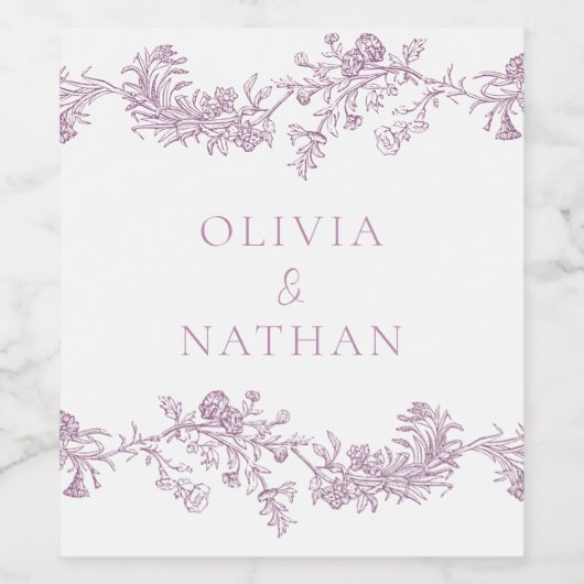 ヴィンテージエレガンスクラシック:バラダスティピンク結婚ズ ワインラベル (シングルラベル)