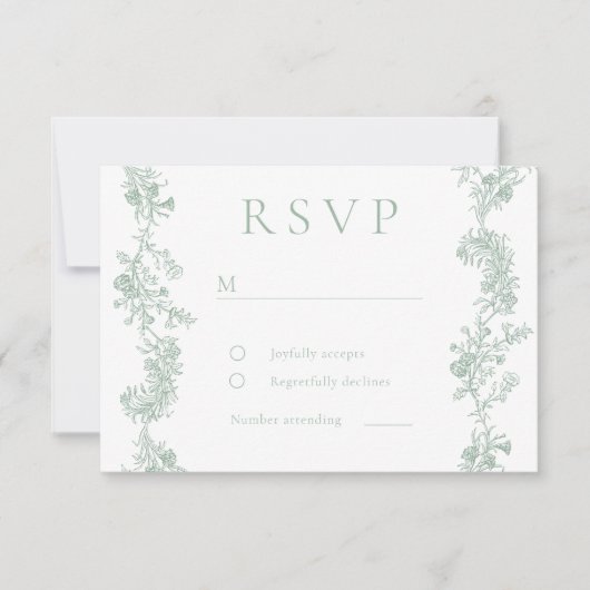 ヴィンテージエレガンスクラシック:フローラズ結婚ス 出欠カード (正面)