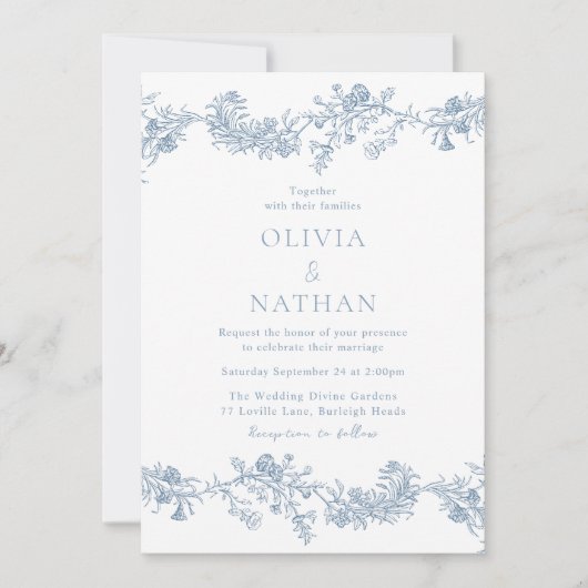 ヴィンテージエレガンスクラシック:フローラ結婚の 招待状 (正面)