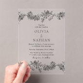 ヴィンテージエレガンスクラシック：ブラック&ホワイト結婚ズ アクリル招待状 (インサイチュ (ポータブル))