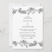 ヴィンテージエレガンスクラシック：ブラック&ホワイト結婚ズ 招待状 (正面)