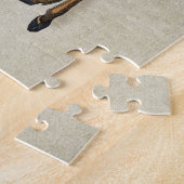 ヴィンテージエレガンスクリスマスディア〔雄ジカの〕枝角ダマスク ジグソーパズル (側面)