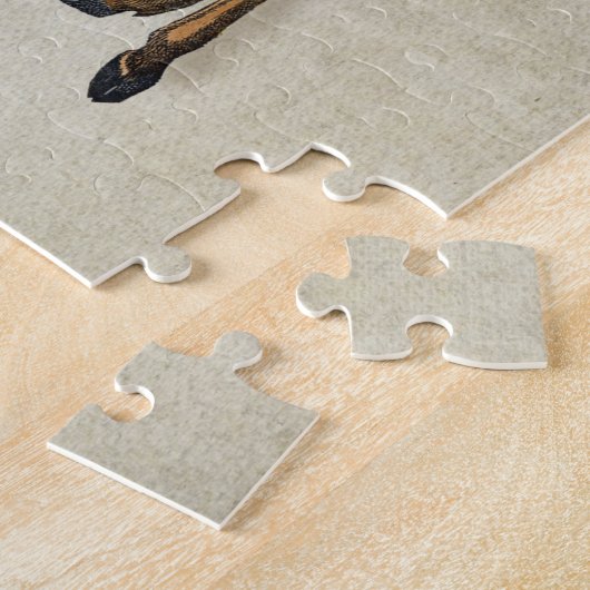 ヴィンテージエレガンスクリスマスディア〔雄ジカの〕枝角ダマスク ジグソーパズル (側面)