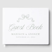 ヴィンテージエレガンスセージグリーンボウ写真結婚ズ ゲストブック (正面)