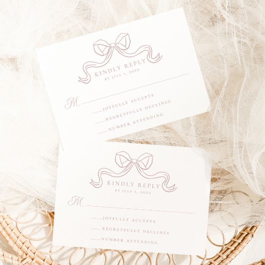 ヴィンテージエレガンスダスティバラボウウェディングRSVP エンクロージャーカード