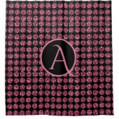 ヴィンテージエレガンスピンクダイヤモンドジェムパターンモノグラム シャワーカーテン (正面)