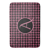 ヴィンテージエレガンスピンクダイヤモンドジェムパターンモノグラム バスマット (正面縦)