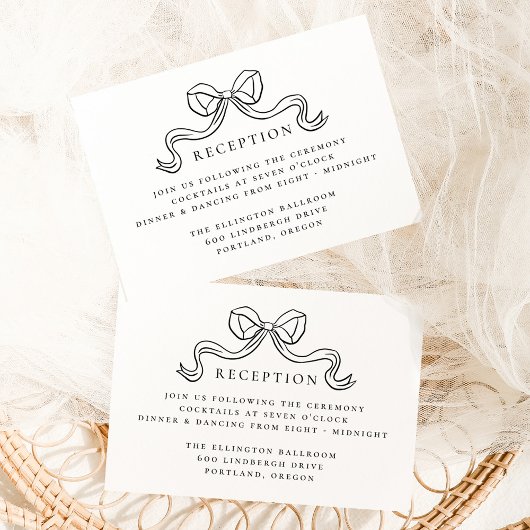 ヴィンテージエレガンスブラックボウウェディングレセプション エンクロージャーカード