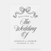 ヴィンテージエレガンスブラックボウ結婚ズウェルカムフロステッド アクリルサイン (正面)