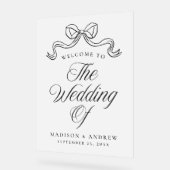 ヴィンテージエレガンスブラックボウ結婚ズウェルカムフロステッド アクリルサイン (傾斜)