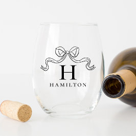 ヴィンテージエレガンスブラックボウ結婚ズモノグラム ステムなしワイングラス