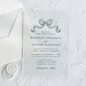 ヴィンテージエレガンスブラックボウ結婚ズ アクリル招待状