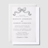 ヴィンテージエレガンスブラックボウ結婚ズ ベラム紙招待状 (オフセット)