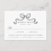 ヴィンテージエレガンスブラック結婚ボウの食事RSVP エンクロージャーカード (正面)