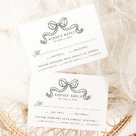 ヴィンテージエレガンスブラック結婚ボウの食事RSVP エンクロージャーカード