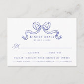 ヴィンテージエレガンスブルー結婚ボウの食事RSVP エンクロージャーカード (正面)