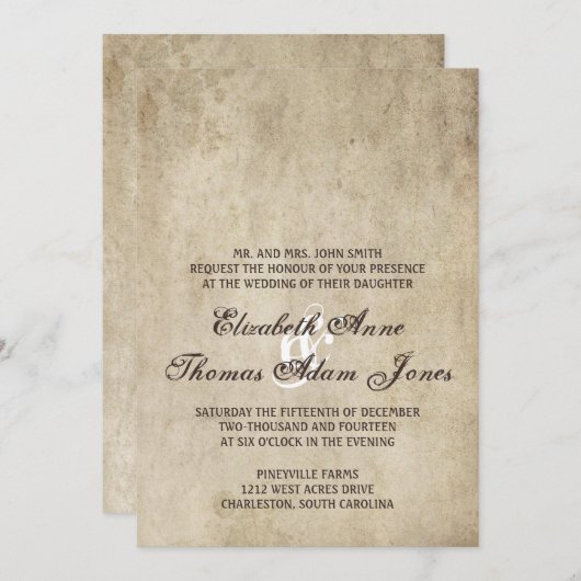 ヴィンテージエレガンスプレーン結婚式招待状 招待状 (正面/裏面)