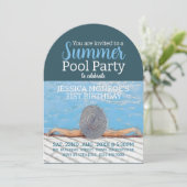 ヴィンテージエレガンスプールパーティー誕生日 招待状 (スタンド正面)