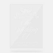 ヴィンテージエレガンスホワイトボウ結婚ズウェルカム アクリルサイン (正面)