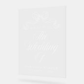 ヴィンテージエレガンスホワイトボウ結婚ズウェルカム アクリルサイン (傾斜)