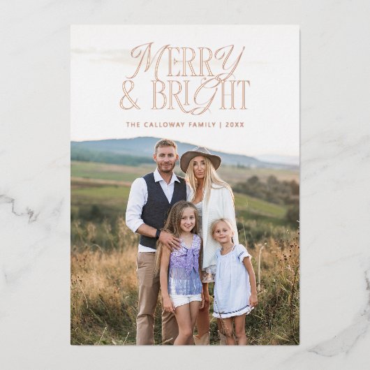 ヴィンテージエレガンスメリー&ブライトクリスマスフォト 箔シーズンカード (正面)