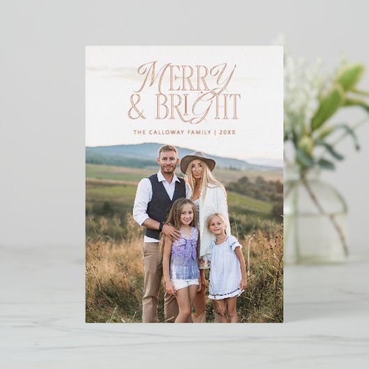 ヴィンテージエレガンスメリー&ブライトクリスマスフォト 箔シーズンカード (立ち正面)