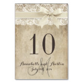 ヴィンテージエレガンスリボン結婚レーステーブルカード テーブルナンバー (裏面)