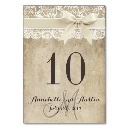 ヴィンテージエレガンスリボン結婚レーステーブルカード テーブルナンバー