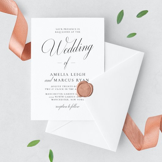 ヴィンテージエレガンス結婚スクリプトの写真招待状 招待状