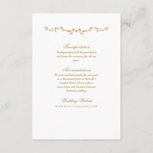 ヴィンテージエレガンス黄金の花結婚写真 エンクロージャーカード (裏面)