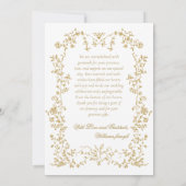 ヴィンテージエレガンス黄金の花結婚写真 サンキューカード (裏面)