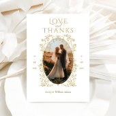 ヴィンテージエレガンス黄金の花結婚写真 サンキューカード