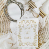 ヴィンテージエレガンス黄金の花結婚写真 セーブザデート